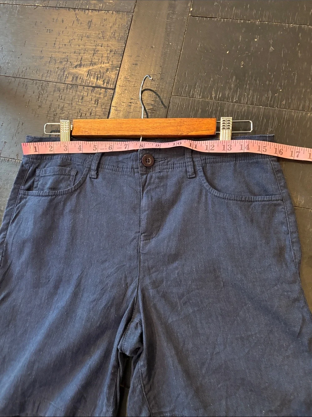 NYDJ Navy Flat Front Linen Blend Shorts Size 4